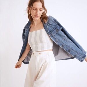 Madewell Abbie linen blend crop top size S